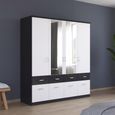Celle Super Wardrobe - 181cm - 4 Door - Combi - Metallic Dark Grey & Alpine White