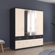 Celle Super Wardrobe - 181cm - 4 Door - Combi - Metallic Dark Grey & Champagne