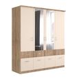 Celle Super Wardrobe - 181cm - 4 Door - Combi - Sonoma Oak & Champagne