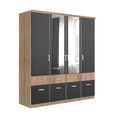 Celle Super Wardrobe - 181cm - 4 Door - Combi - Sonoma Oak & Metallic Dark Grey