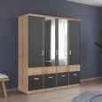 Celle Super Wardrobe - 181cm - 4 Door - Combi - Sonoma Oak & Metallic Dark Grey