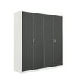 Celle Super Wardrobe - 181cm - 4 Door - Alpine White & Metallic Dark Grey