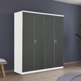 Celle Super Wardrobe - 181cm - 4 Door - Alpine White & Metallic Dark Grey
