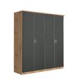 Celle Super Wardrobe - 181cm - 4 Door - Artisan Oak & Metallic Dark Grey