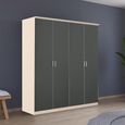 Celle Super Wardrobe - 181cm - 4 Door - Champagne & Metallic Dark Grey