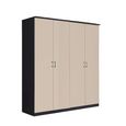 Celle Super Wardrobe - 181cm - 4 Door - Metallic Dark Grey & Champagne