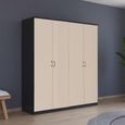 Celle Super Wardrobe - 181cm - 4 Door - Metallic Dark Grey & Champagne