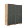 Celle Super Wardrobe - 181cm - 4 Door - Sonoma Oak & Metallic Dark Grey