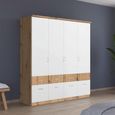 Celle Super Wardrobe - 181cm - 4 Door - with Drawer - Artisan Oak & Alpine White