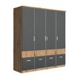 Celle Super Wardrobe - 181cm - 4 Door - with Drawer - Artisan Oak & Metallic Dark Grey