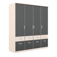 Celle Super Wardrobe - 181cm - 4 Door - with Drawer - Champagne & Metallic Dark Grey