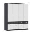 Celle Super Wardrobe - 181cm - 4 Door - with Drawer - Metallic Dark Grey & Alpine White