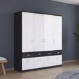 Celle Super Wardrobe - 181cm - 4 Door - with Drawer - Metallic Dark Grey & Alpine White