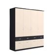 Celle Super Wardrobe - 181cm - 4 Door - with Drawer - Metallic Dark Grey & Champagne