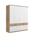 Celle Super Wardrobe - 181cm - 4 Door - with Drawer - Sonoma Oak & Alpine White