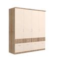 Celle Super Wardrobe - 181cm - 4 Door - with Drawer - Sonoma Oak & Champagne