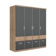 Celle Super Wardrobe - 181cm - 4 Door - with Drawer - Sonoma Oak & Metallic Dark Grey