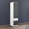 Rauch Celle Super 47cm 1 LH Door Wardrobe with Drawer - Alpine White and Metallic Dark Grey