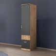 Rauch Celle Super 47cm 1 RH Door Wardrobe with Drawer - Artisan Oak and Metallic Dark Grey