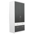 Celle Super Wardrobe - 91cm - 2 Door - 4 Drawer - Alpine White & Metallic Dark Grey
