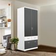 Celle Super Wardrobe - 91cm - 2 Door - 4 Drawer - Alpine White & Metallic Dark Grey