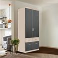 Celle Super Wardrobe - 91cm - 2 Door - 4 Drawer - Champagne & Metallic Dark Grey