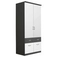 Celle Super Wardrobe - 91cm - 2 Door - 4 Drawer - Metallic Dark Grey & Alpine White