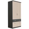 Celle Super Wardrobe - 91cm - 2 Door - 4 Drawer - Metallic Dark Grey & Champagne