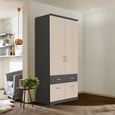 Celle Super Wardrobe - 91cm - 2 Door - 4 Drawer - Metallic Dark Grey & Champagne