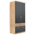 Celle Super Wardrobe - 91cm - 2 Door - 4 Drawer - Sonoma Oak & Metallic Dark Grey
