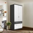 Celle Super Wardrobe - 91cm - 2 Door - 4 Drawer & Extras - Metallic Dark Grey & Alpine White