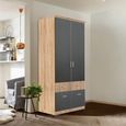 Celle Super Wardrobe - 91cm - 2 Door - 4 Drawer & Extras - Sonoma Oak & Metallic Dark Grey