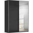 Rauch Contido 162cm 2 Door Sliding Mirror Wardrobe with Extras - Black Glass