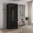 Rauch Contido 162cm 2 Door Sliding Mirror Wardrobe with Extras - Black Glass