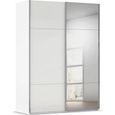 Rauch Contido 162cm 2 Door Sliding Mirror Wardrobe with Extras - Crystal White Glass