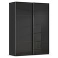 Rauch Contido 162cm 2 Door Sliding Wardrobe with Extras - Black Glass