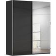 Contido Sliding Mirror Wardrobe - 181cm - 2 Door - with Extras - Black Glass