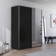 Contido Sliding Mirror Wardrobe - 181cm - 2 Door - with Extras - Black Glass