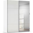 Contido Sliding Mirror Wardrobe - 181cm - 2 Door - with Extras - Crystal White Glass