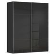 Rauch Contido 181cm 2 Door Sliding Wardrobe with Extras - Black Glass