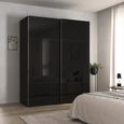 Rauch Contido 181cm 2 Door Sliding Wardrobe with Extras - Black Glass