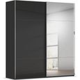 Contido Sliding Mirror Wardrobe - 201cm - 2 Door - with Extras - Black Glass