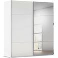 Contido Sliding Mirror Wardrobe - 201cm - 2 Door - with Extras - Crystal White Glass