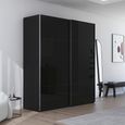 Rauch Contido 201cm 2 Door Sliding Wardrobe with Extras - Black Glass