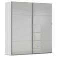Rauch Contido 201cm 2 Door Sliding Wardrobe with Extras - Silk Grey Glass