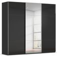 Rauch Contido 242cm 3 Door Sliding Mirror Wardrobe with Extras - Black Glass