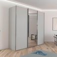 Rauch Contido 242cm 3 Door Sliding Mirror Wardrobe with Extras - Silk Grey