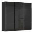 Rauch Contido 242cm 3 Door Sliding Wardrobe with Extras - Black Glass