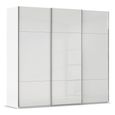 Rauch Contido 242cm 3 Door Sliding Wardrobe with Extras - Crystal White Glass