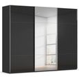 Rauch Contido 271cm 3 Door Sliding Mirror Wardrobe with Extras - Black Glass
